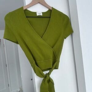 Wilfred Green Wrap Crop Blouse